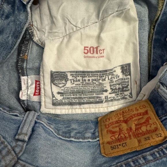 Levi's 501CT Mended High Rise Custom Tapered Blue Button Fly Denim Jeans 32 - Picture 5 of 16